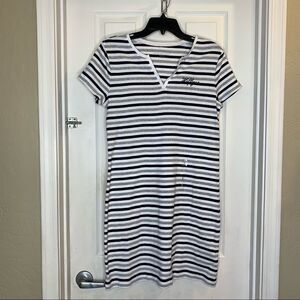 Tommy Hilfiger Women's Striped T-Shirt Dress Size Small Navy, Gray, White